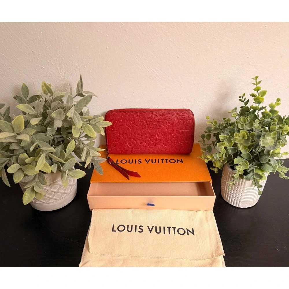 Louis Vuitton‎ Zippy Wallet Monogram Empreinte Leather Red Authentic